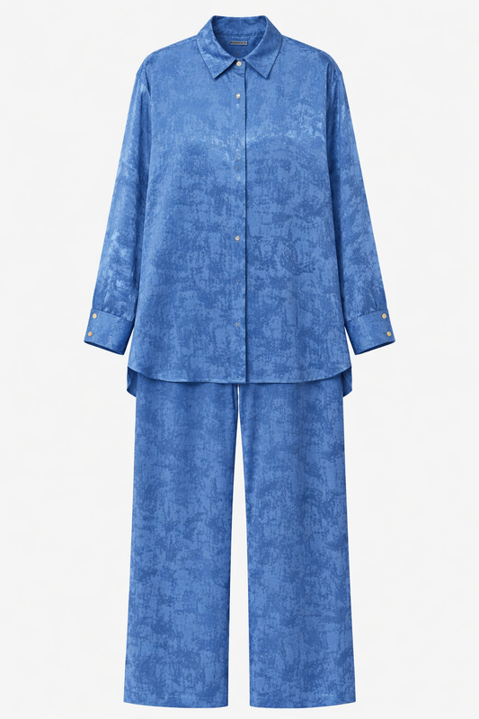 Blue Jacquard Hidden Buttons Set