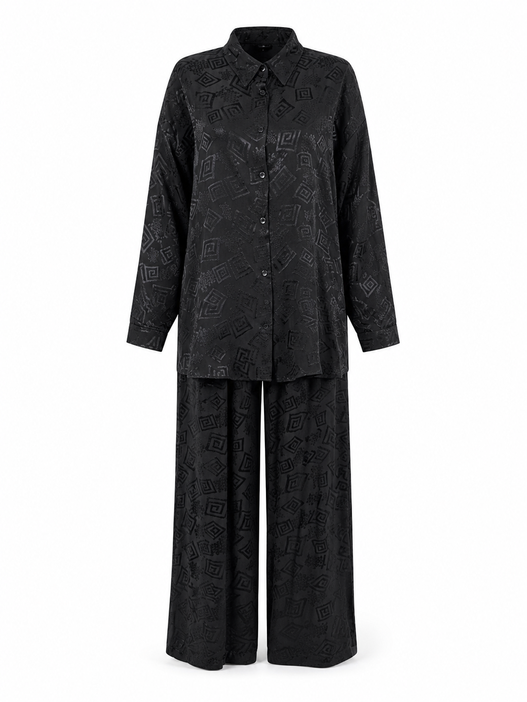 Black High-Low Hem Jacquard Versace Set