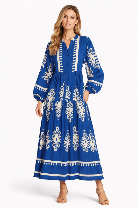 Motif Viscose Dress Gitane blue