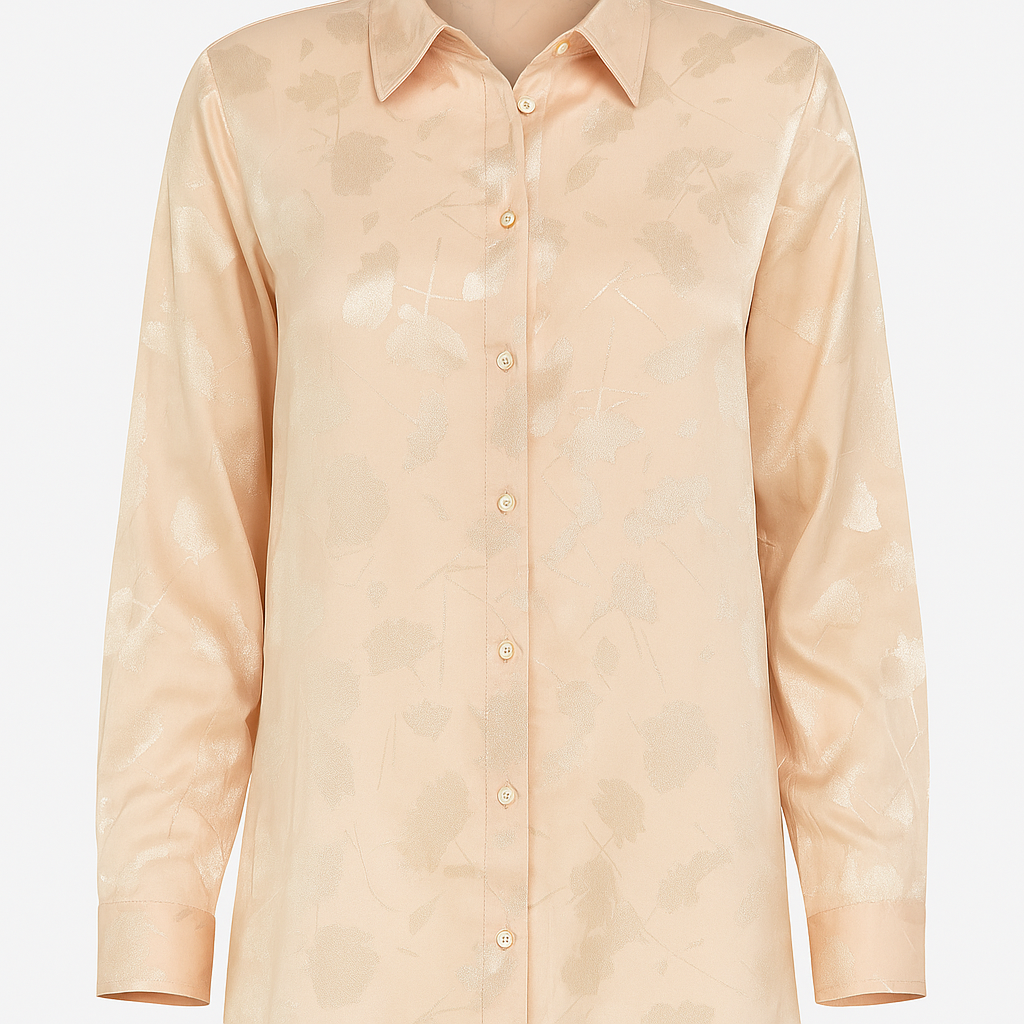 Peach Jacquard Satin Shirt
