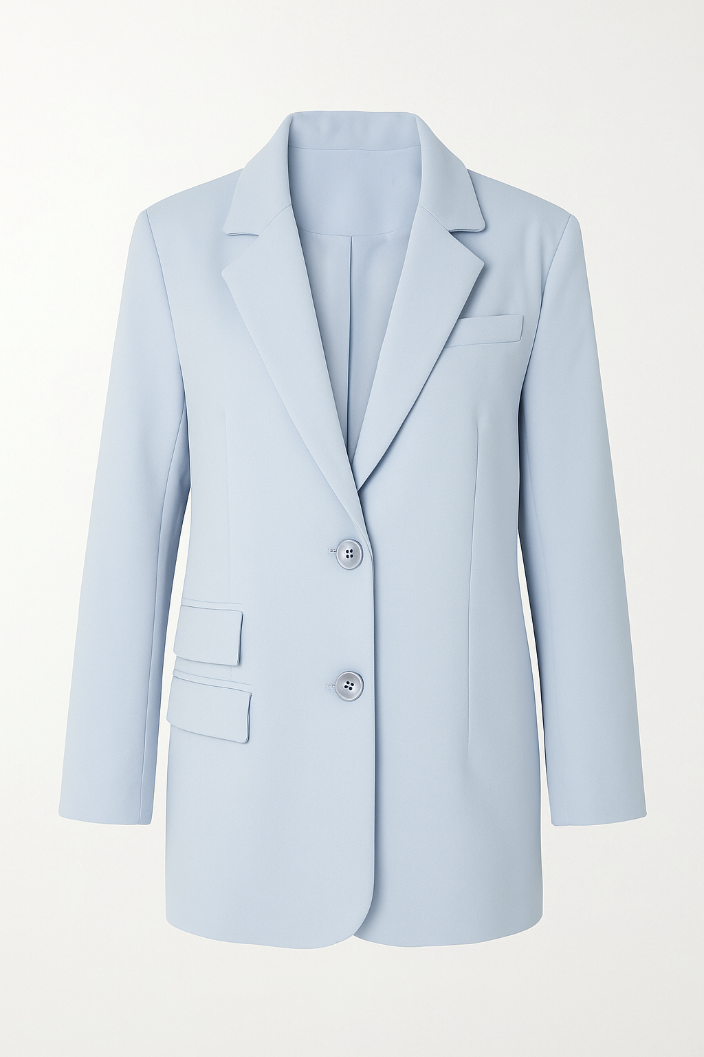 Baby Blue Left Pockets Oversized Blazer