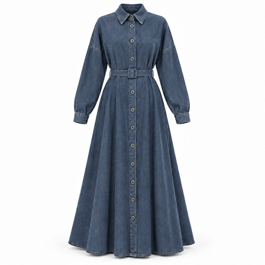 INDIGO DARK BLUE DENIM DRESS