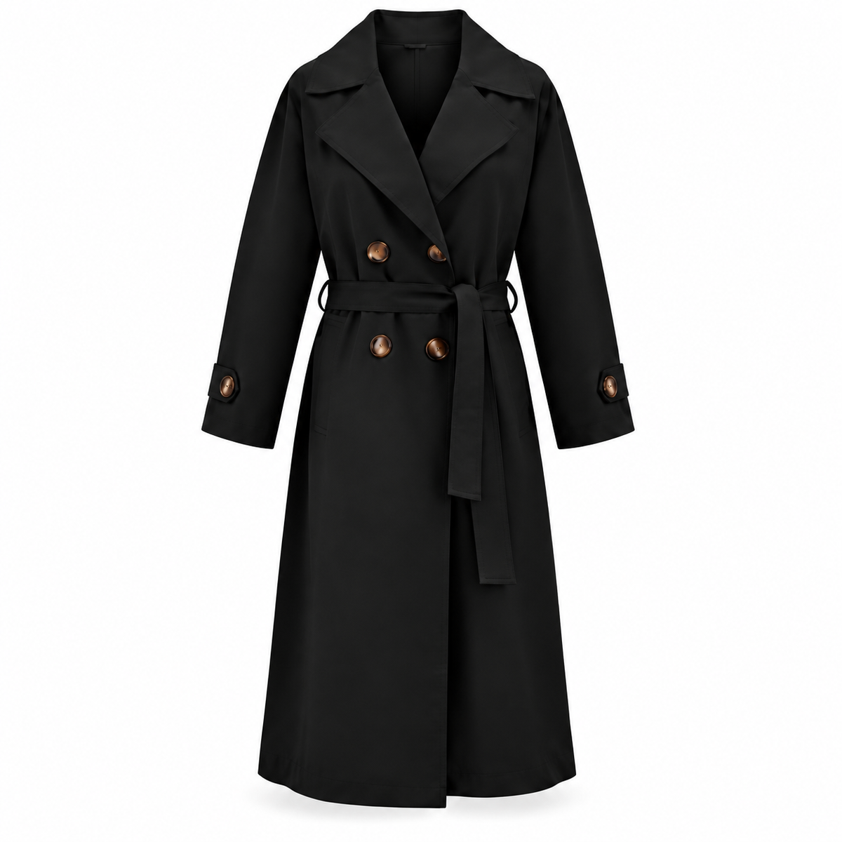 BLACK VALEN COTTON TRENCH COAT