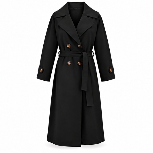 BLACK VALEN COTTON TRENCH COAT