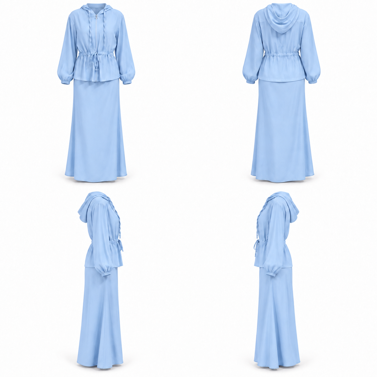 Baby Blue Skirt Hoodie Set