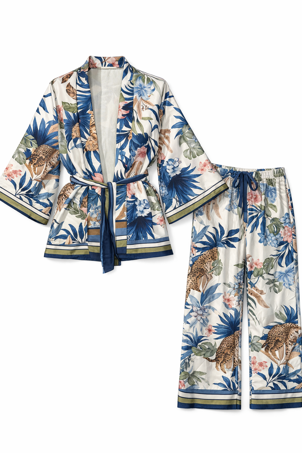 Navy Jungle Satin Set