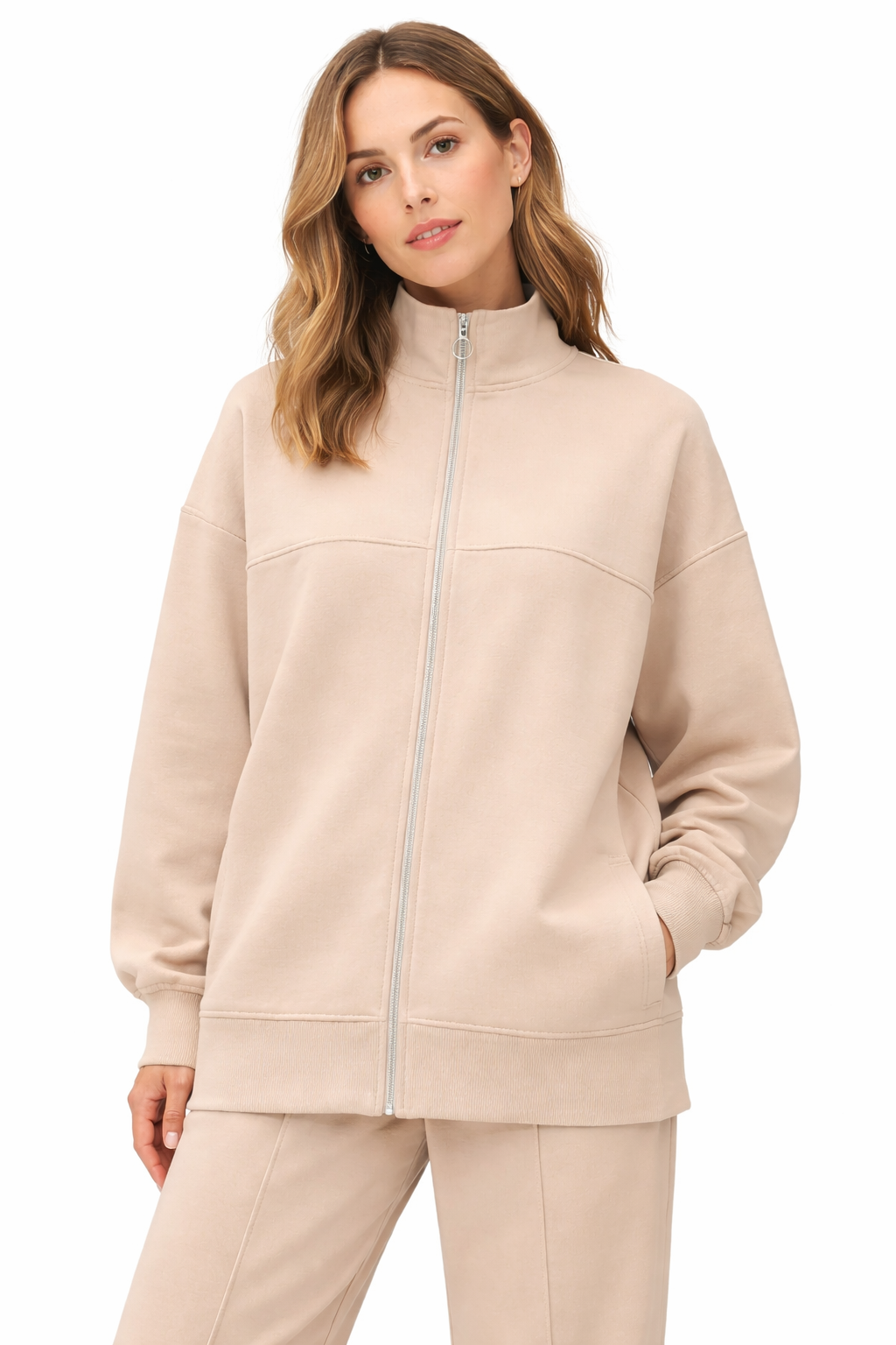 Beige Cotton With Zipper Set
