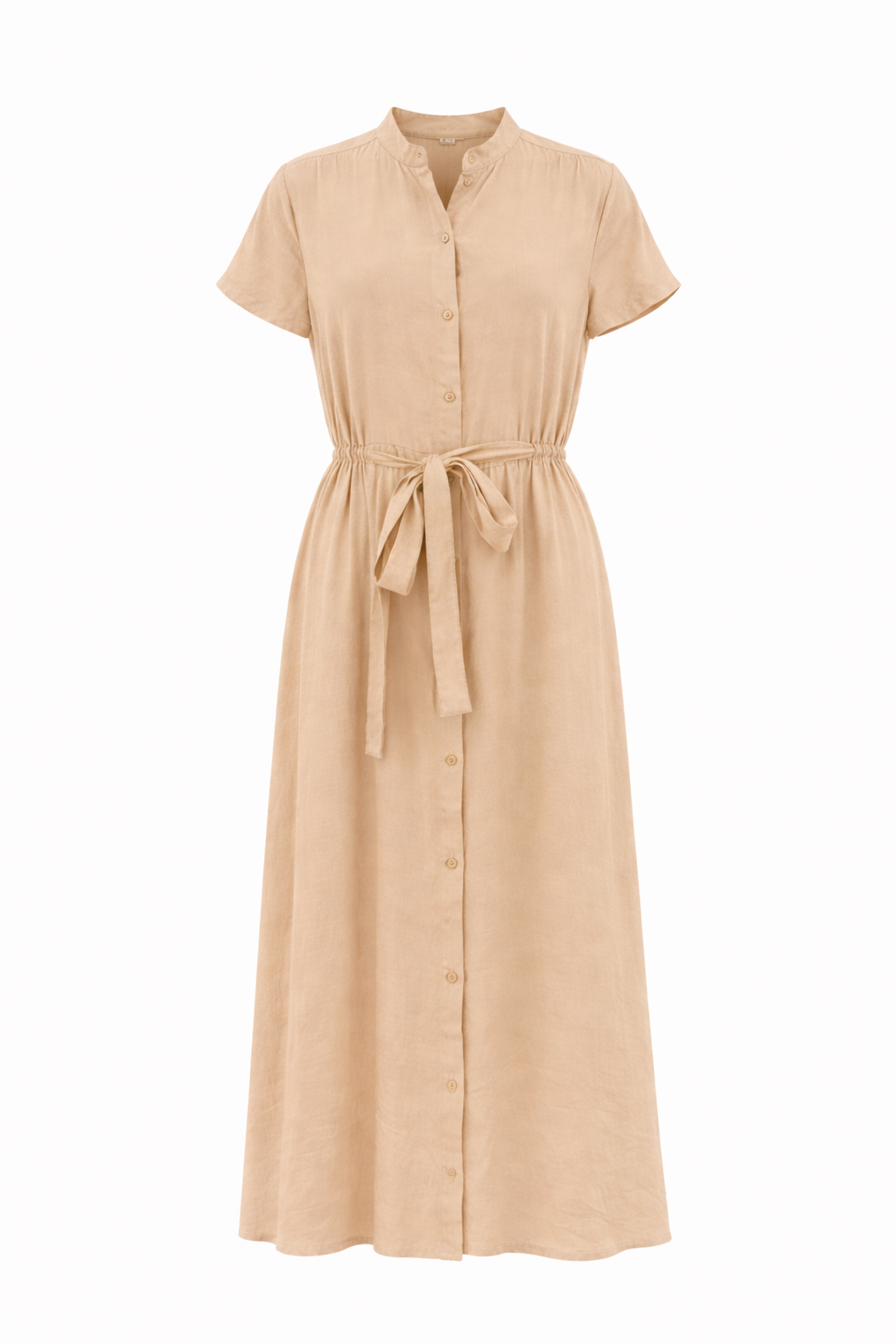 Beige Modal Long Vest with Elastic Waist