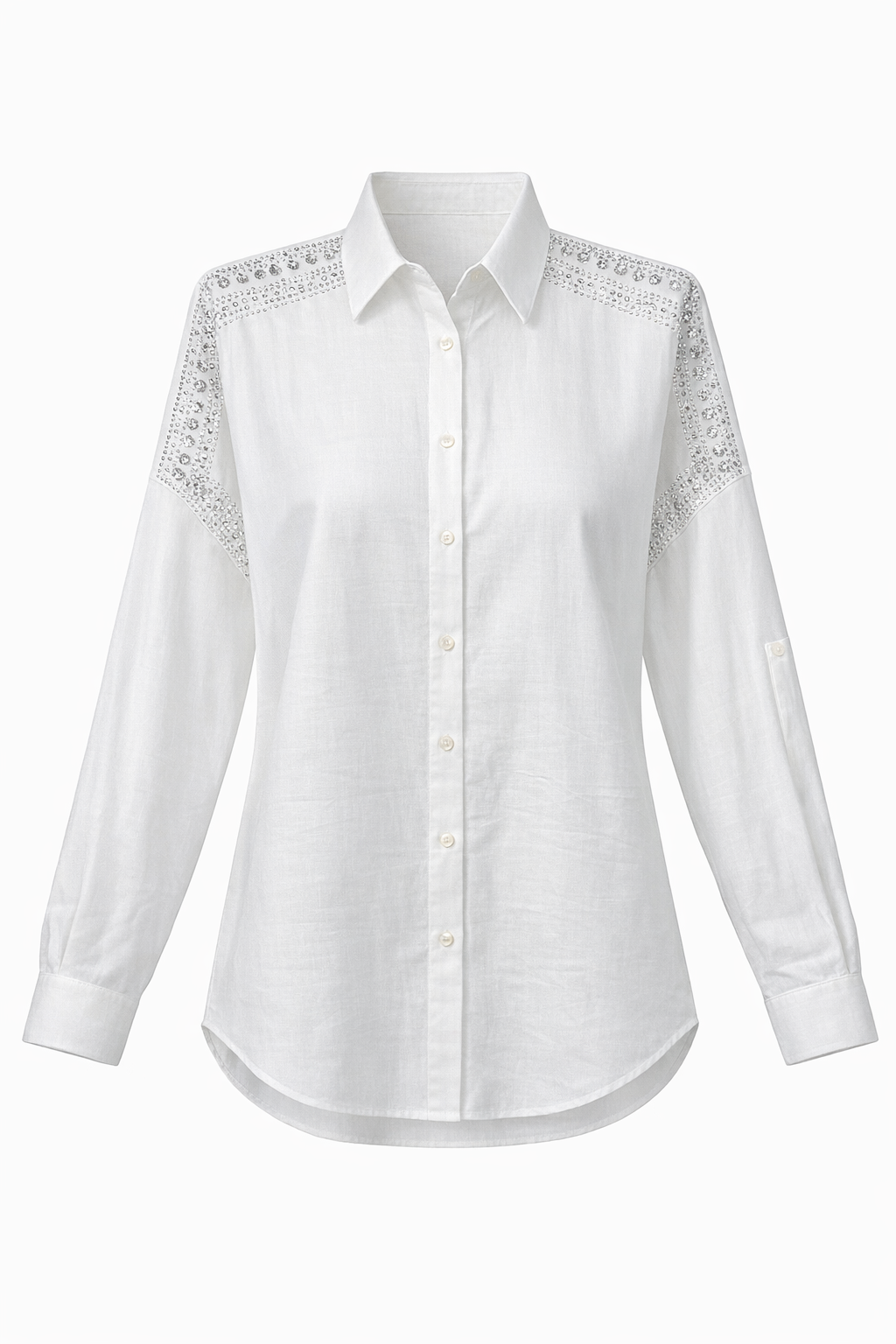 White ELYNE SHIRT beaded Embroidered
