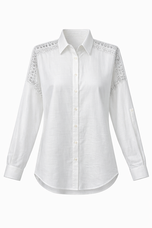 White ELYNE SHIRT beaded Embroidered