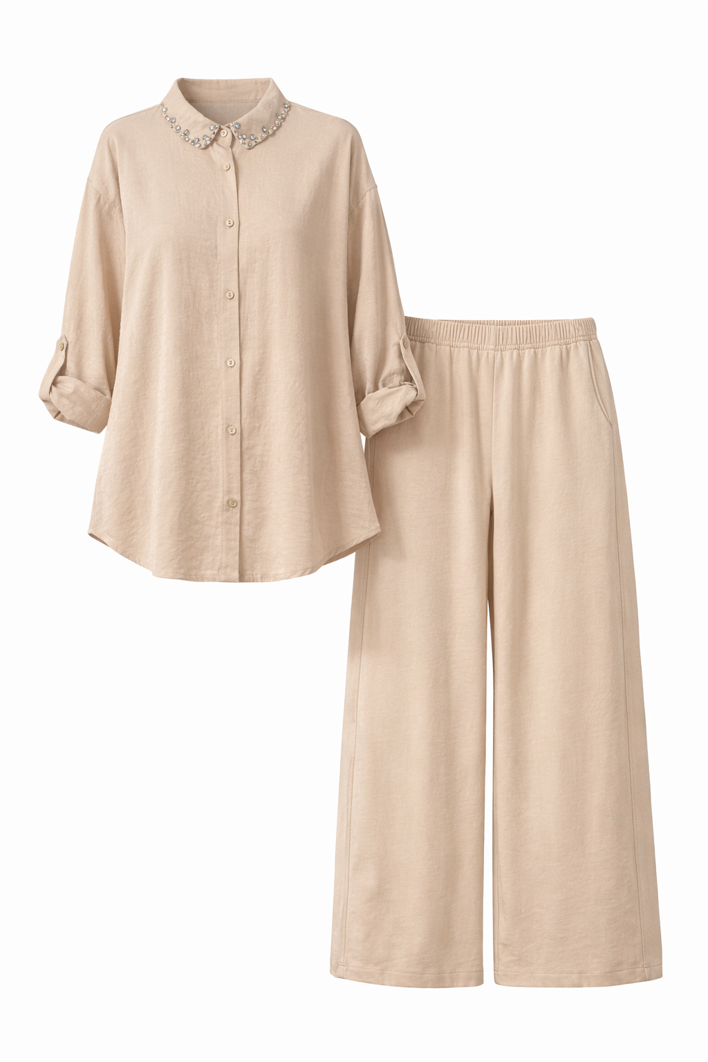 Dark Beige Stoned Collar Set