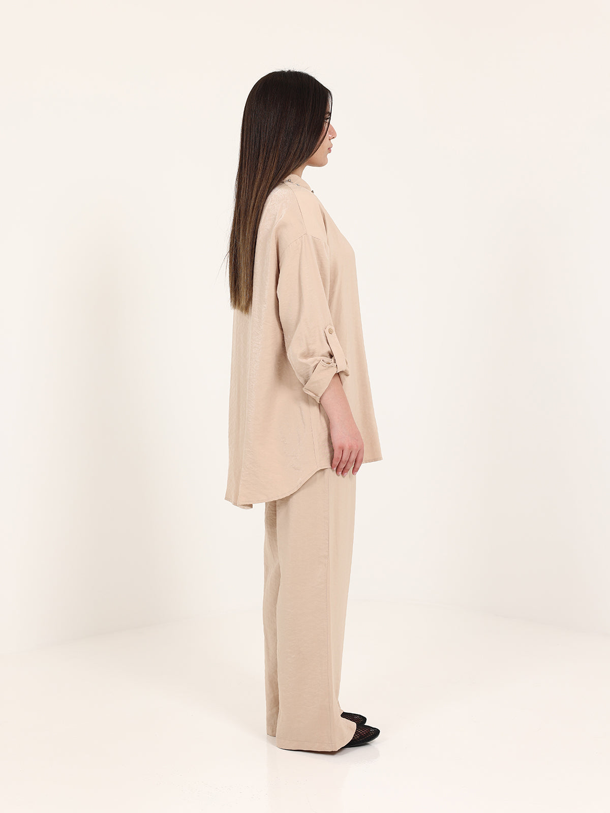 Dark Beige Stoned Collar Set