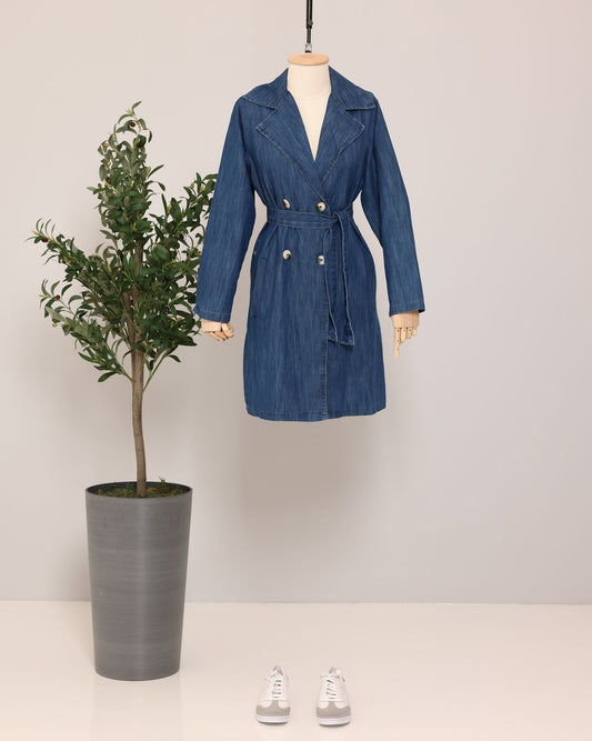 Dark Blue Light Jeans Cardigan