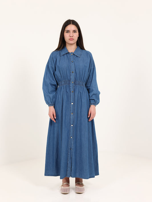 Dark Jeans Dress with Buttons