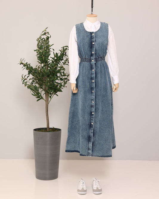 Dark Jeans Long Vest