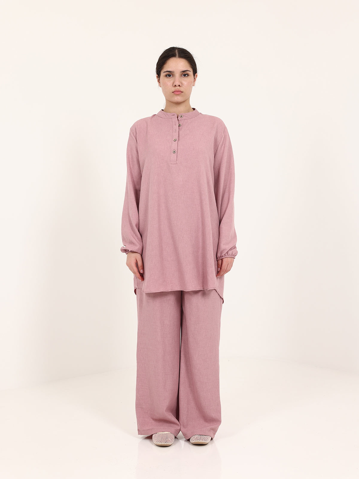 Dark Pink Linen Cotton Set