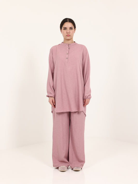 Dark Pink Linen Cotton Set