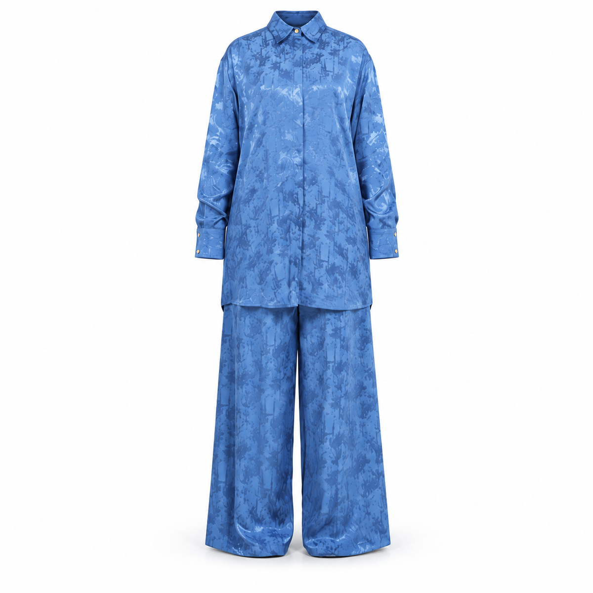 Blue Jacquard Hidden Buttons Set