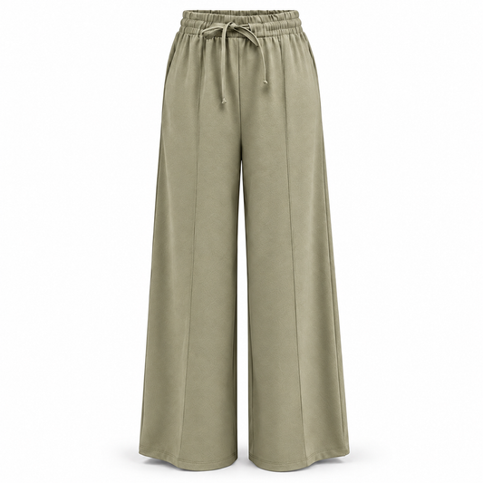 Dusty Olive Wide-Leg Drawstring Pants