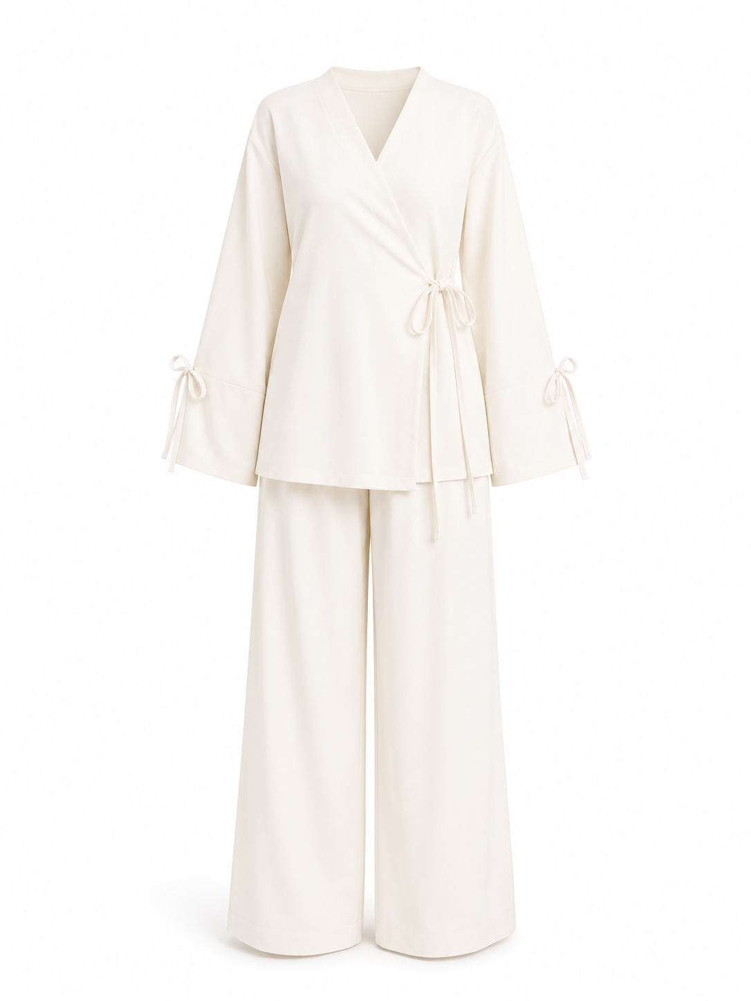 Beige Wrap On Linen Set
