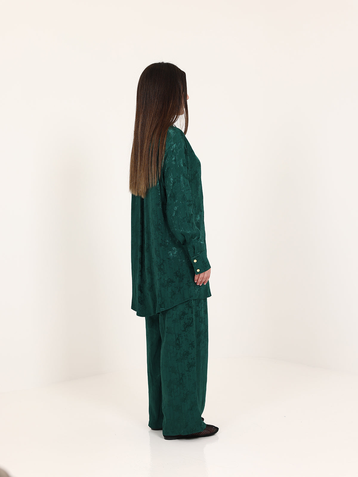Emerald Green Jacquard Hidden Buttons Set
