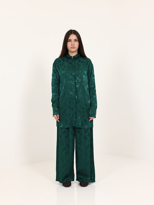 Emerald Green Jacquard Hidden Buttons Set