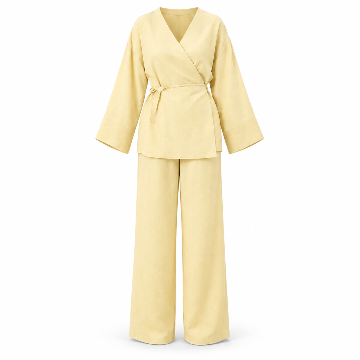 Pale Yellow Linen Wrap Style Set