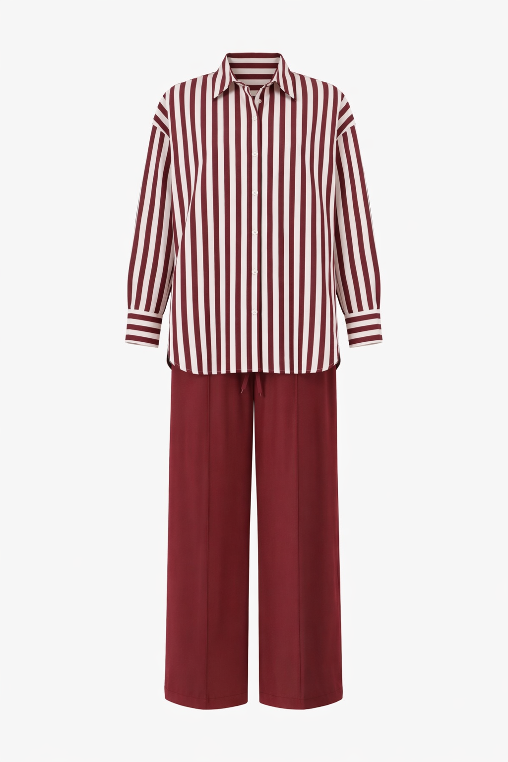 Bordeaux Striped Shirt Set