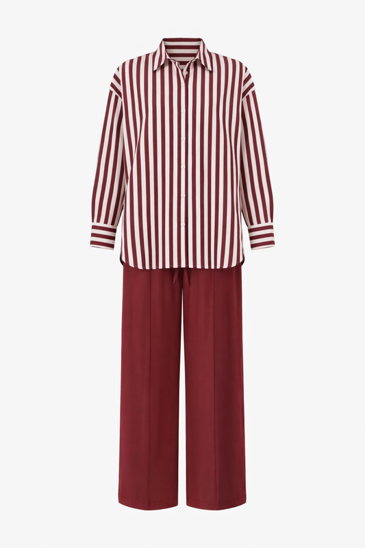 Bordeaux Striped Shirt Set