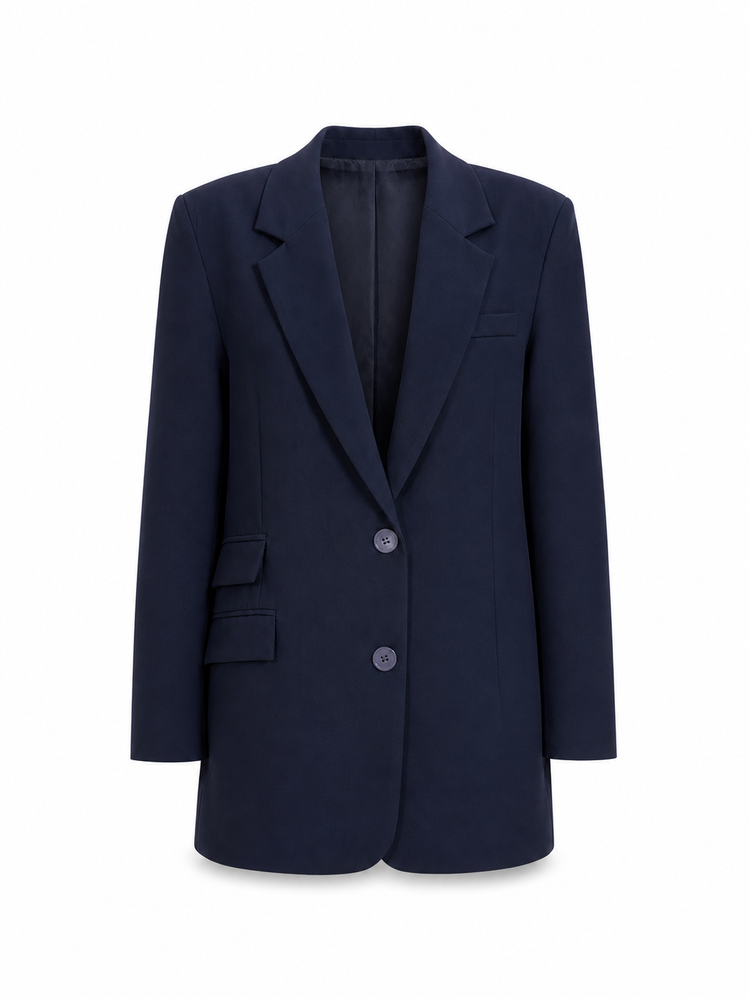 Navy Blue Left Pockets Oversized Blazer