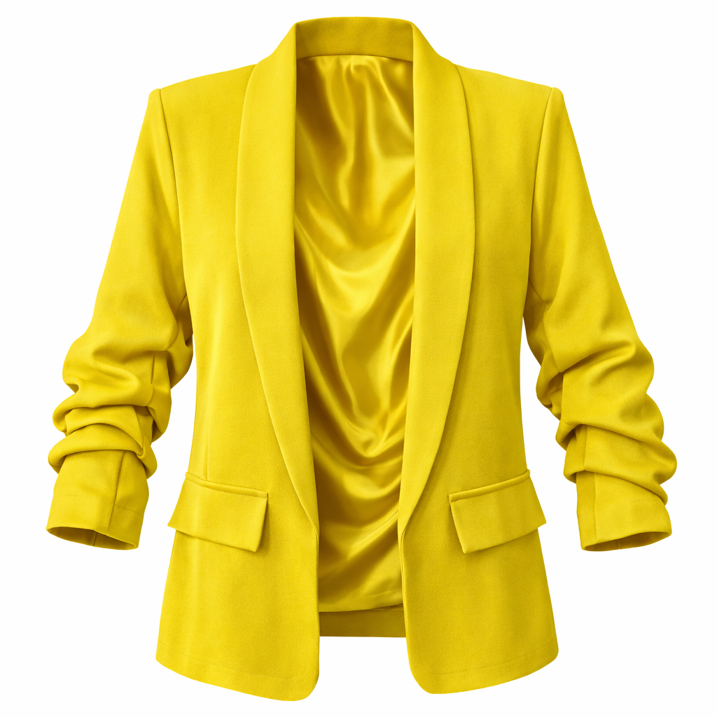 Pistachio Green Rushed Sleeves Blazer