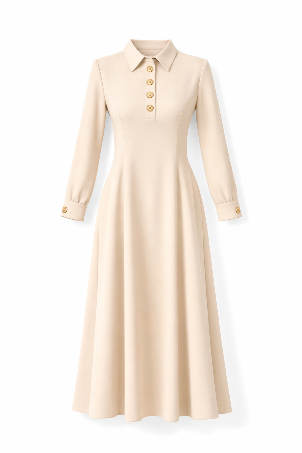 Beige Crepe Maxi Dress