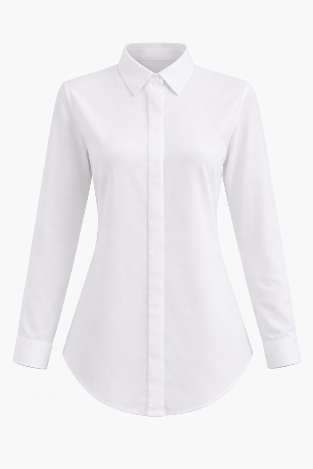 White Basic Hidden Buttons Shirt