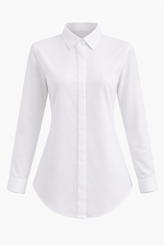 White Basic Hidden Buttons Shirt