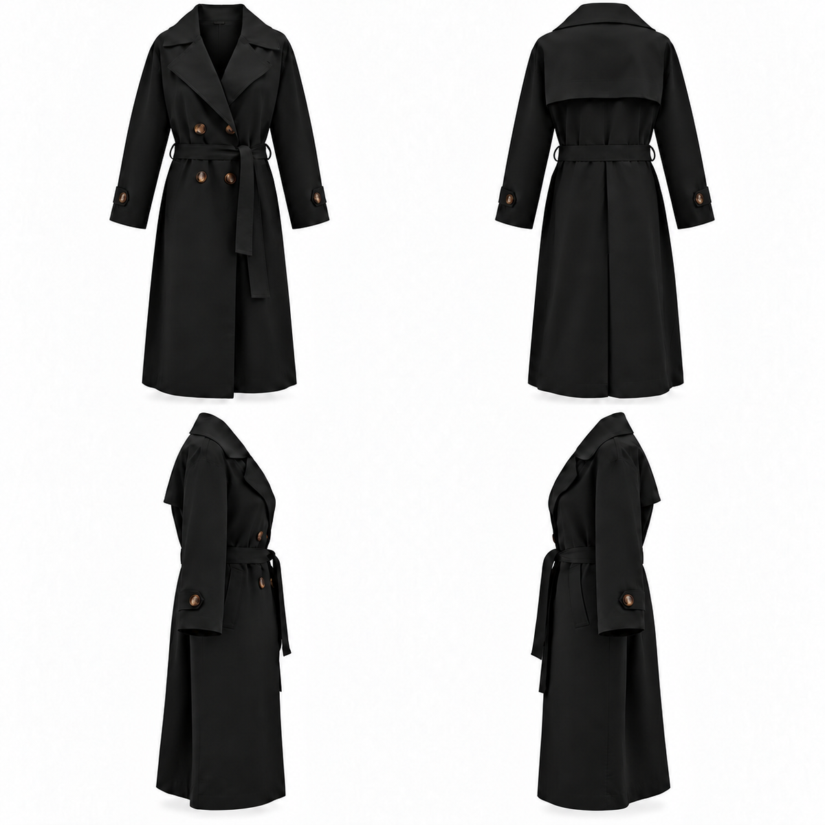 BLACK VALEN COTTON TRENCH COAT