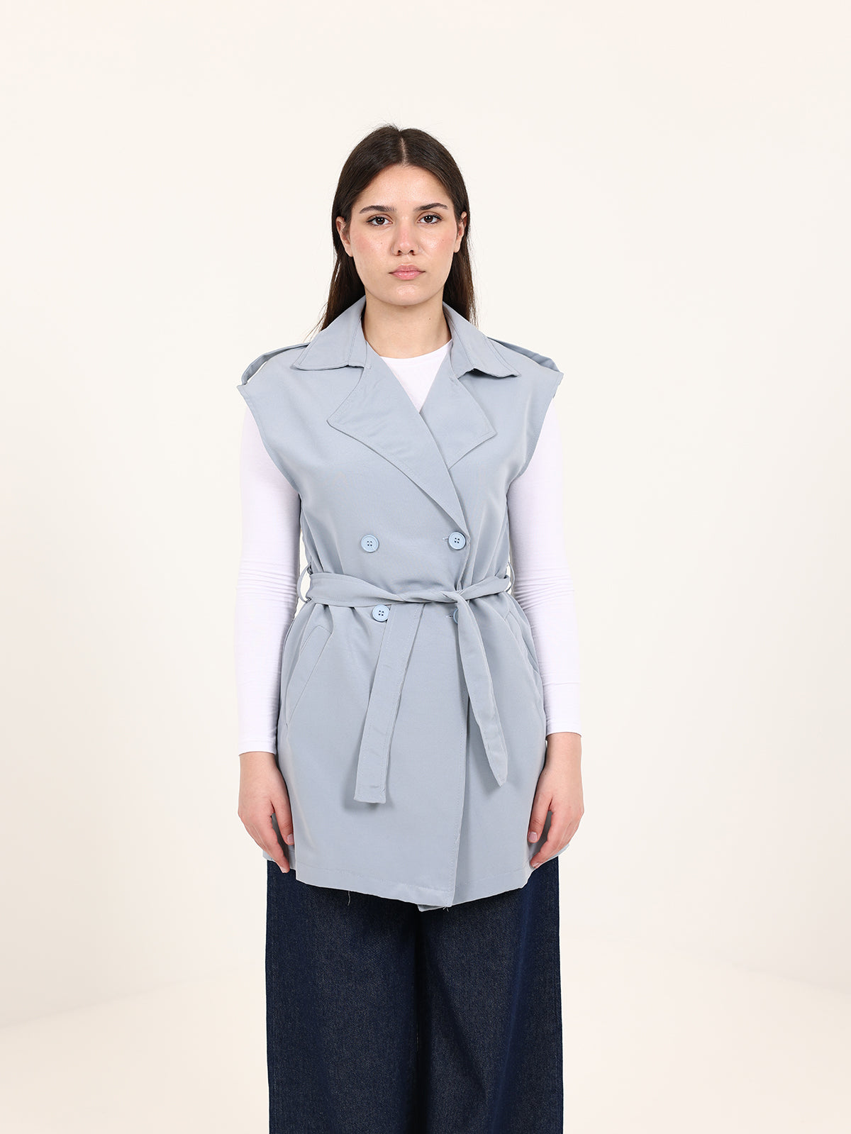 Bordeaux Double-Breasted Short Vest
