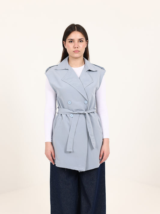 Bordeaux Double-Breasted Short Vest