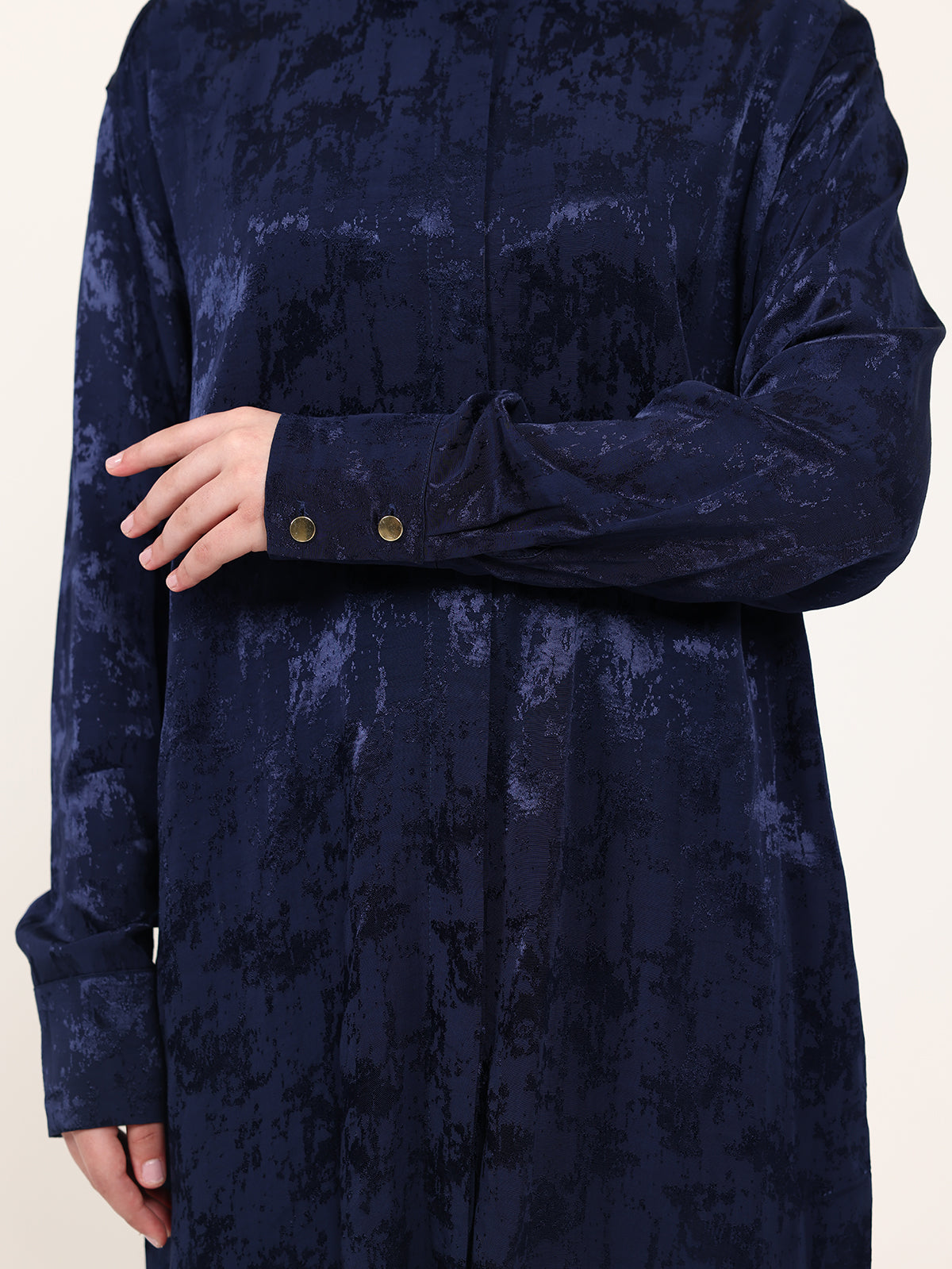 Navy Blue Jacquard Hidden Buttons Set
