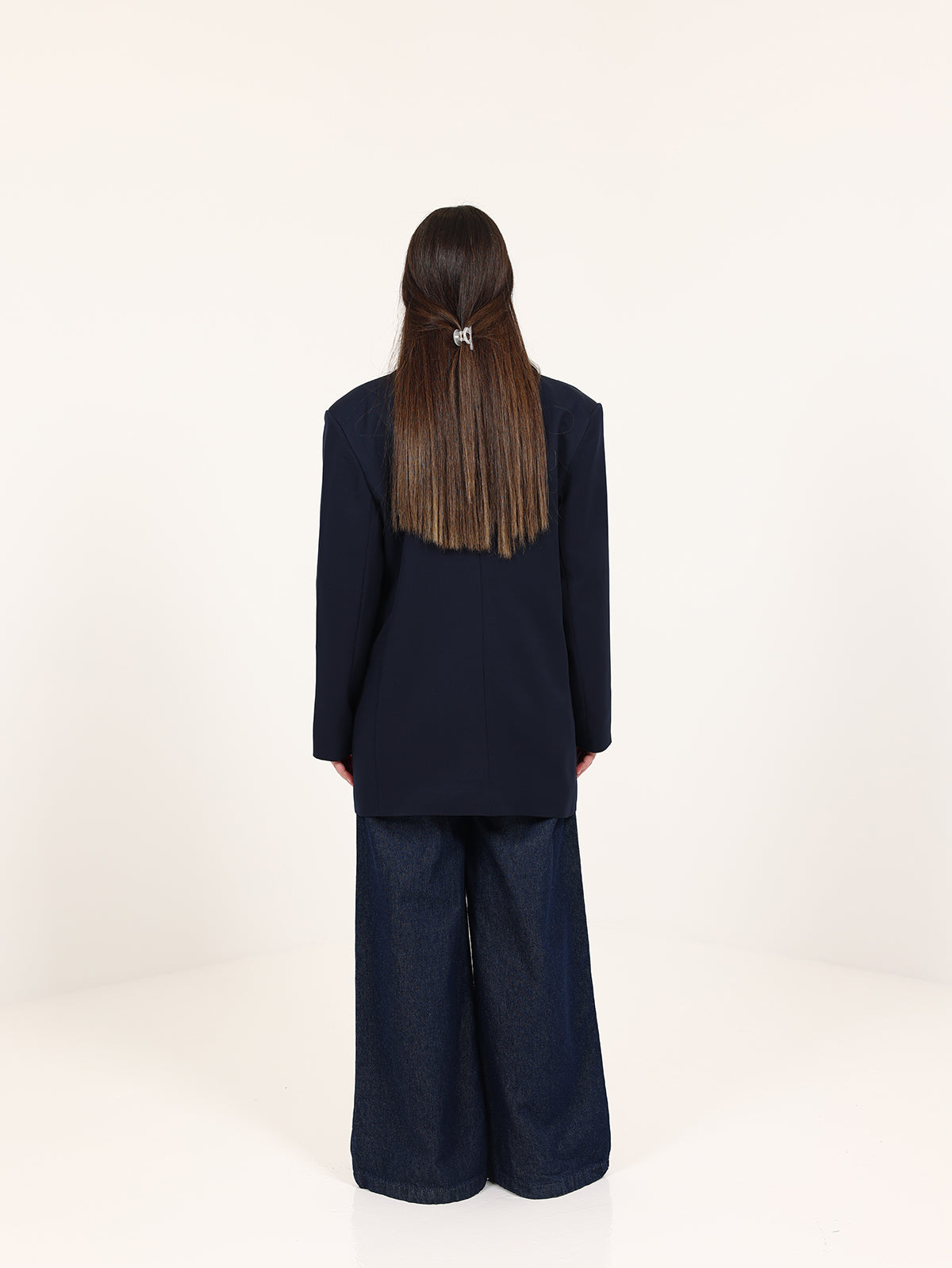 Navy Blue Left Pockets Oversized Blazer