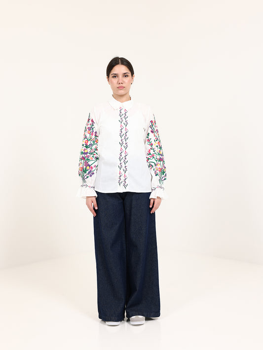 Off-White Linen Bloom Shirt