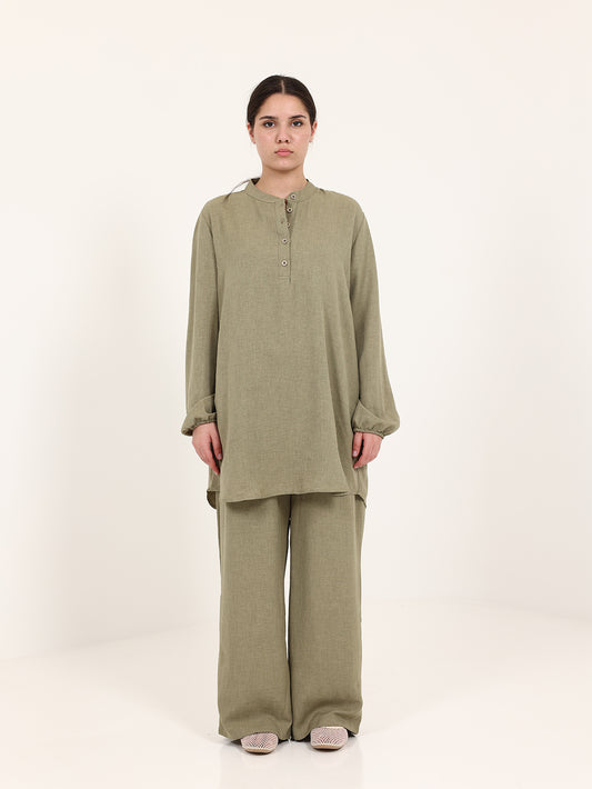 Olive Green Linen Cotton Set