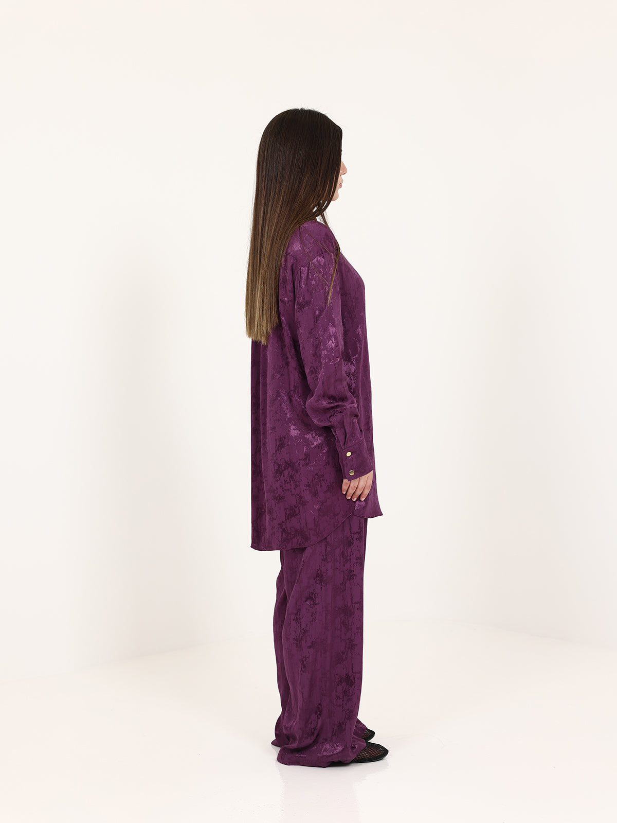 Purple Jacquard Hidden Buttons Set