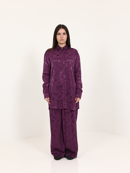 Purple Jacquard Hidden Buttons Set