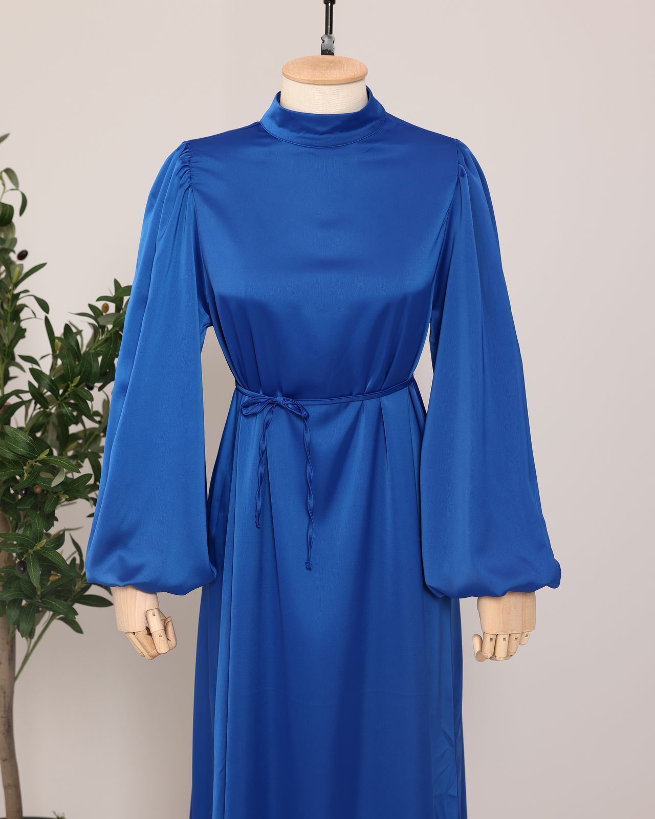 Royal Blue Satin Plain Dress