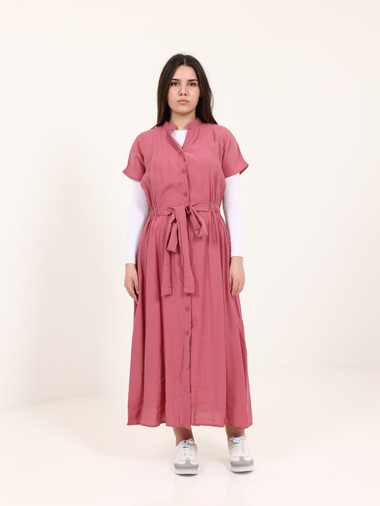 Smoky Pink Modal Long Vest with Elastic Waist