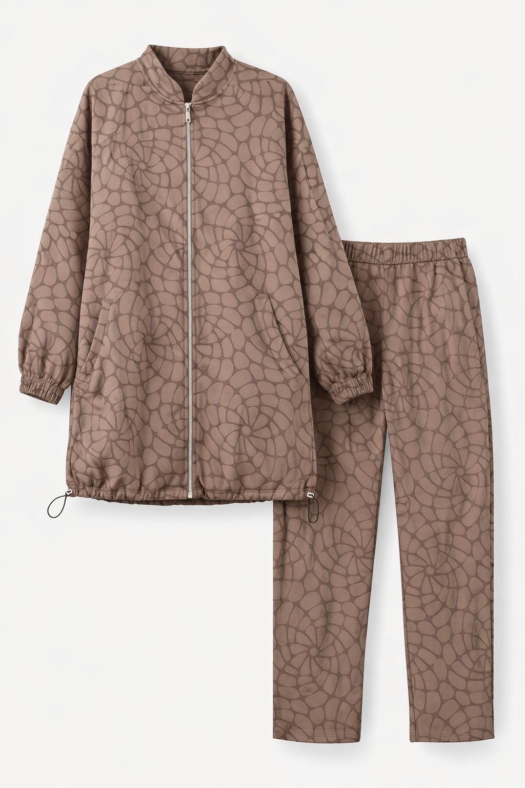 Brown Leopard Print With Zipper Set