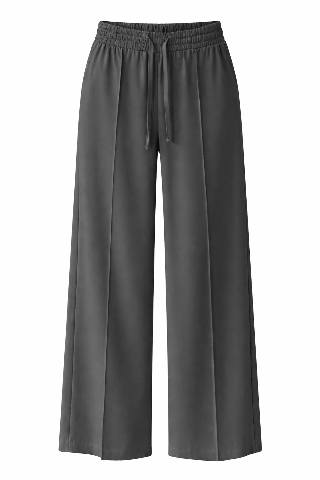 Grey Wide-Leg Drawstring Pants