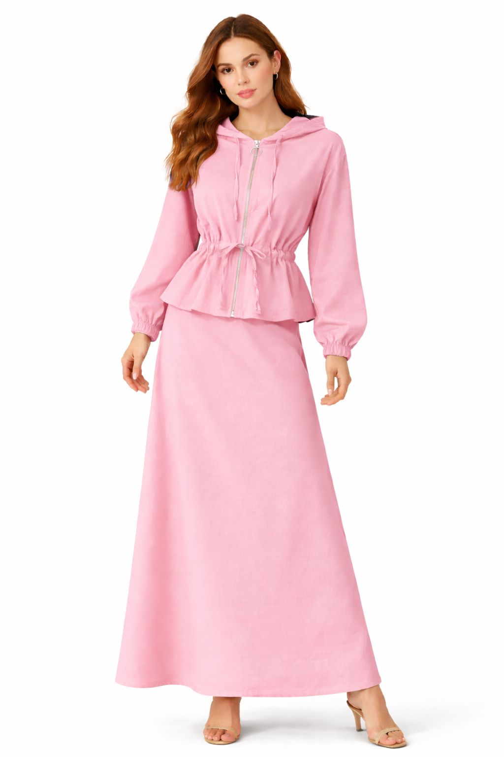 Pink Skirt Hoodie Set